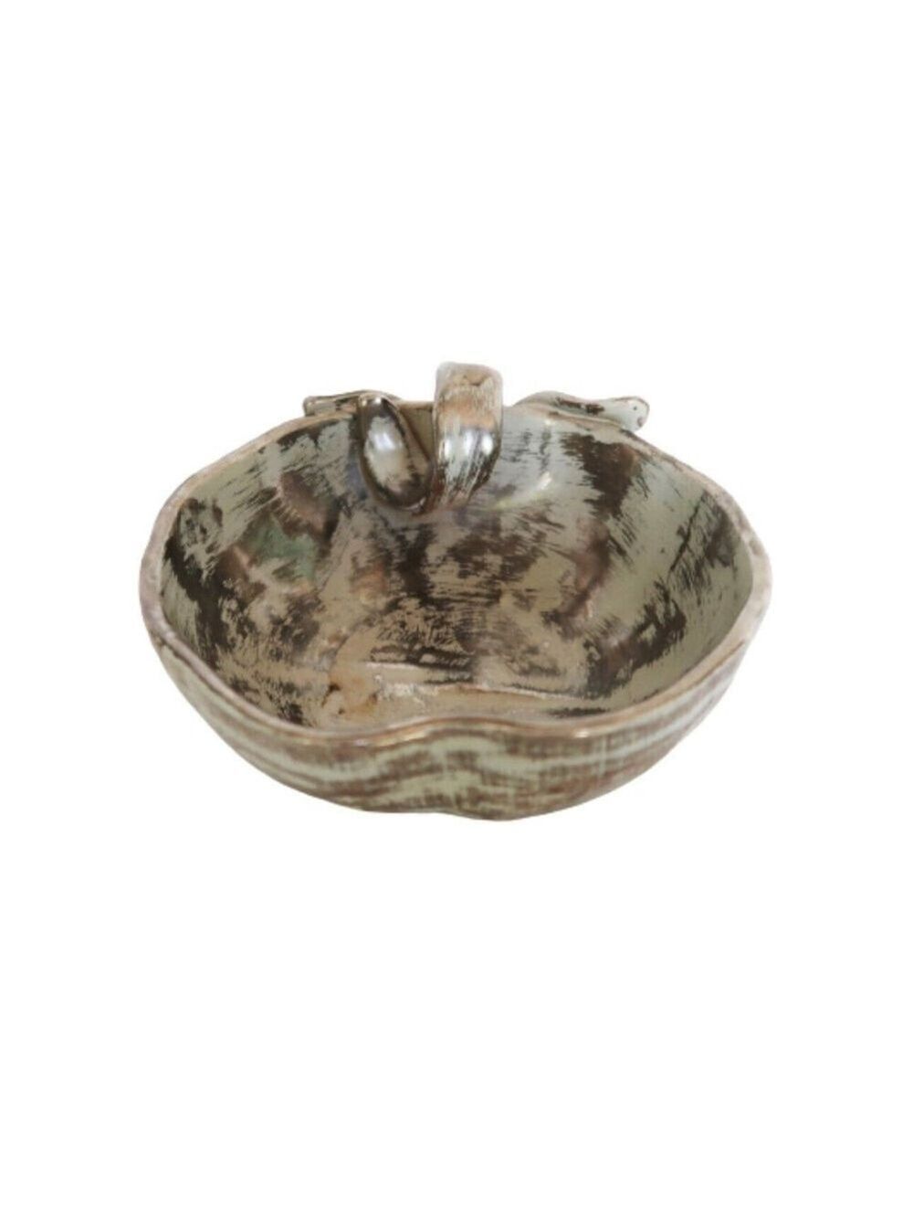 Vintage Stangl Colonial Silver Glaze Apple Shaped Bowl Candy Dish Trinket Dish
